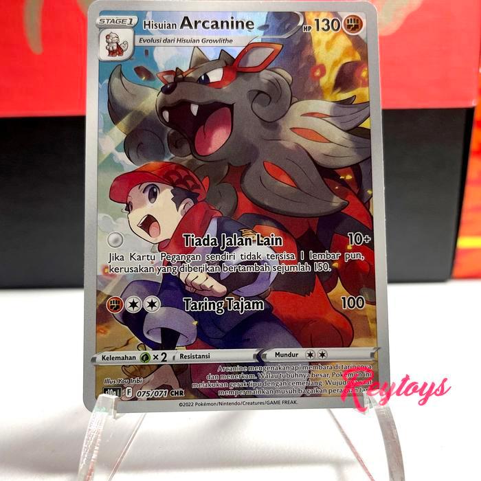 Pokemon ID S10a Fantom Kegelapan 075 Hisuian Arcanine CHR Kartu TCG Original 100% Edisi Indonesia