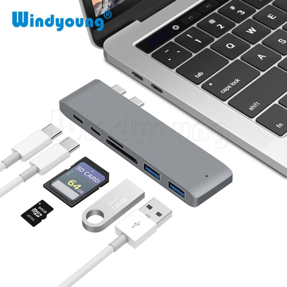 6 In 1 USB C Hub USB Type C Hub Adapter For MacBook Pro/Air M1 M2 2021 2020 2019 2018 Thunderbolt 3