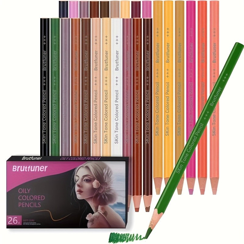 Brutfuner 26/50/72pcs Skin Tone Colored Pencils Oil Based Sketching Drawing Pencil Set For Beginner