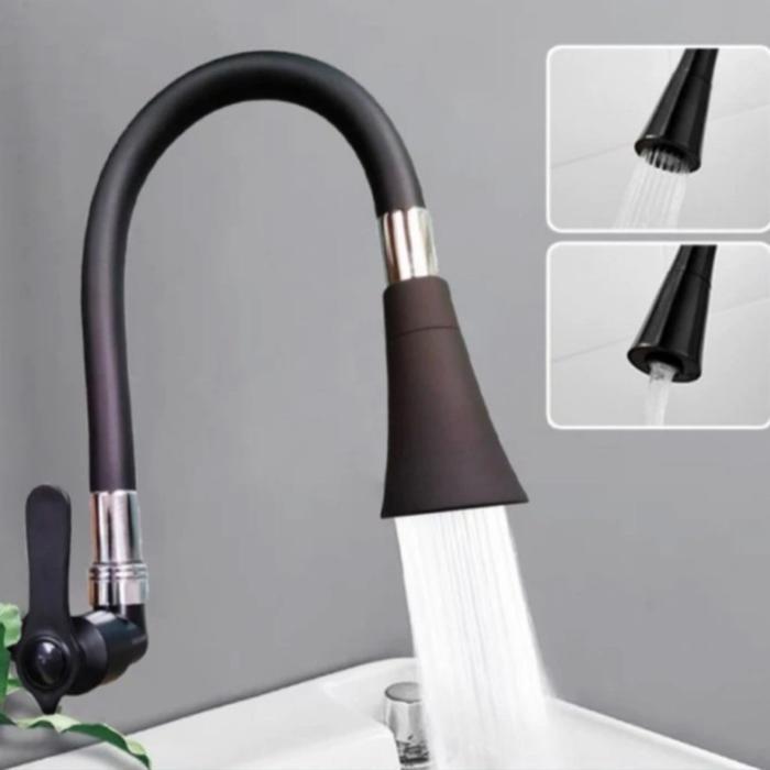 Onda Bath - Kran Angsa Fleksibel Hitam 7Tr-Keran Cuci Piring Dinding