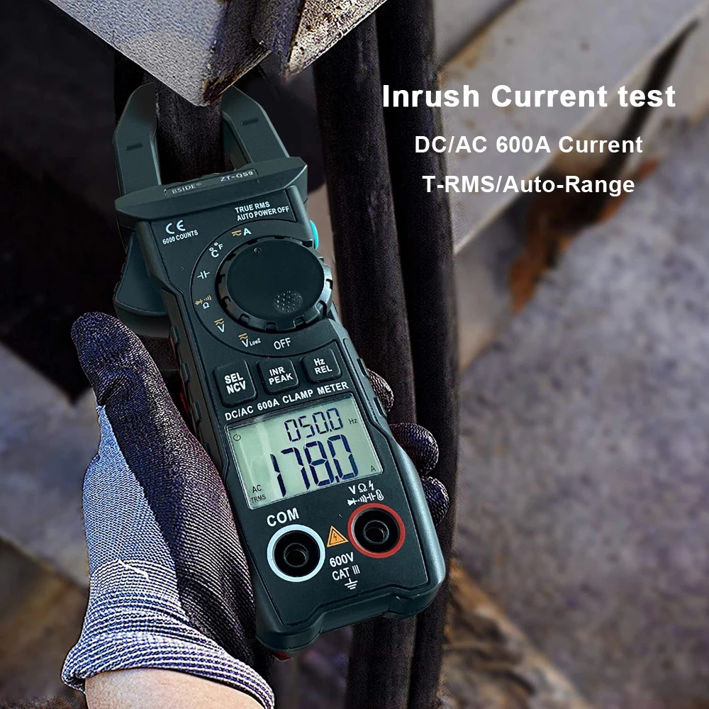New BSIDE Digital Clamp Meter DC AC 600A Current True RMS Ammeter Pliers Smart Auto Rang 6000 Multim