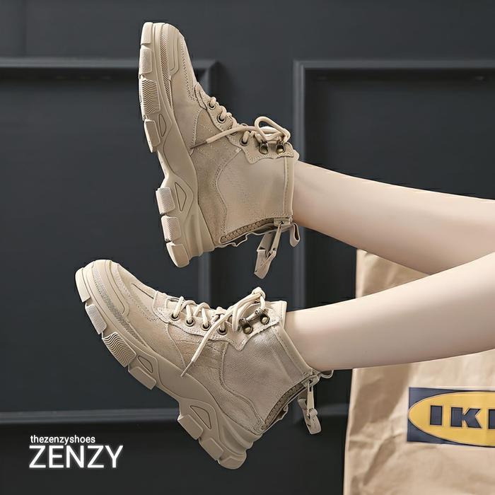 Laviola - Timo Boots Korea Design - Sepatu Boots Wanita - Sepatu Boots Korea Fashon Cewek Canvas