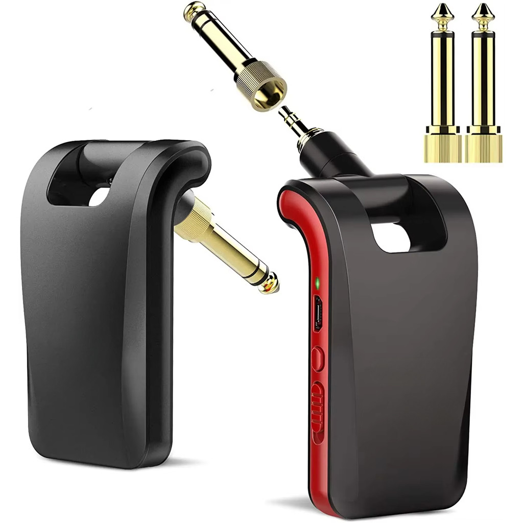 Wireless Guitar System 2.4GHz Wireless Guitar Transmitter Receiver Stereo 2 in 1 Plugs 6 Channels