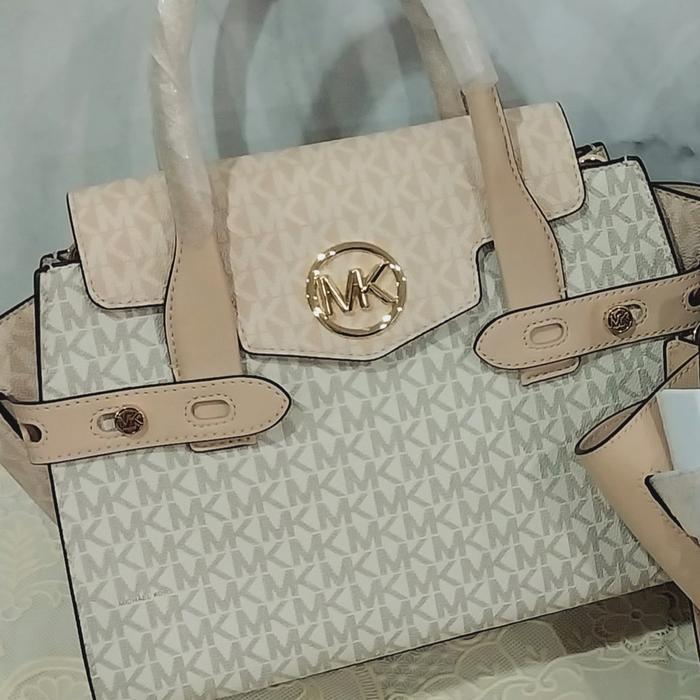 michael kors tas wanita MK 17/18 carmen satchel original cream - MK17 sig cream