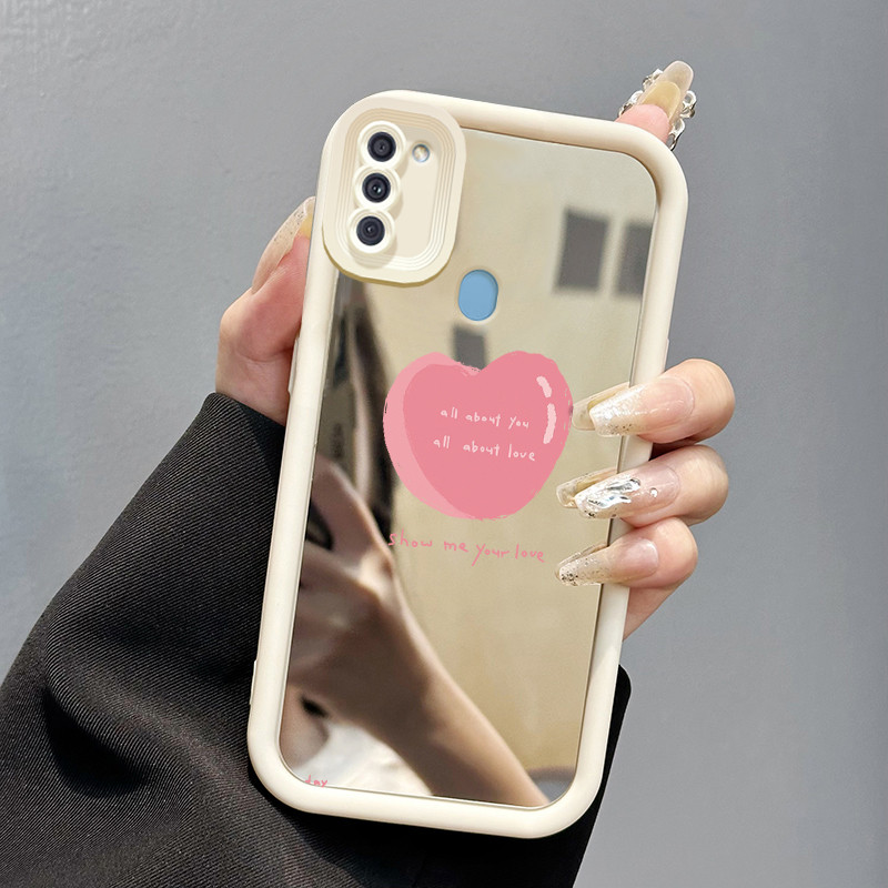 Casing Hp Samsung Galaxy A11 M11 Case Cute pink heart Cermin Kasing silikon Cesing Anti Bocor Shockp