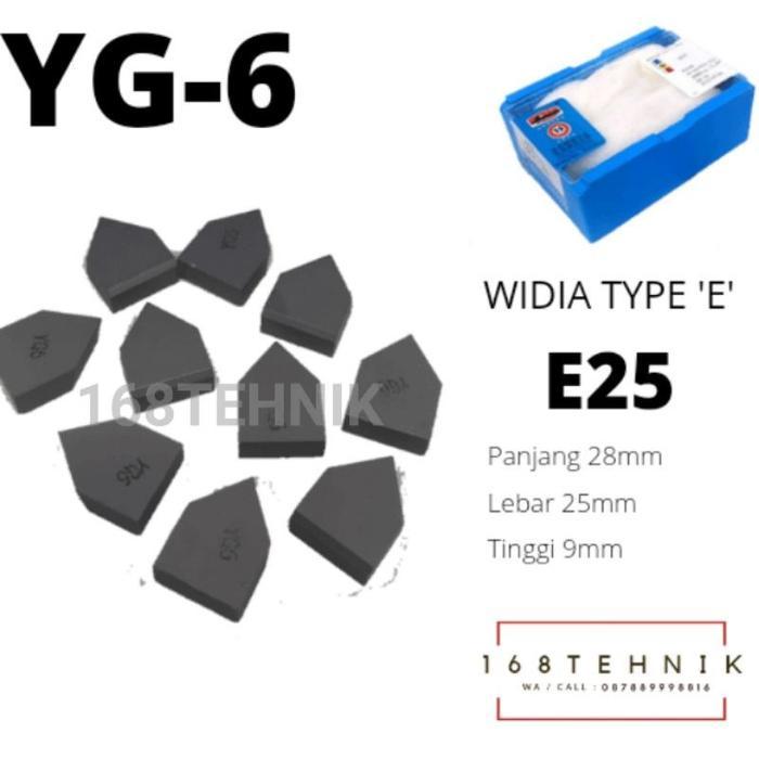 Promo! Mata Pahat Widia Cemented Carbide Tip Yg6 E25 Carbide 20 Pcs / Yg-6 E25 Pahat Bubut / Baja
