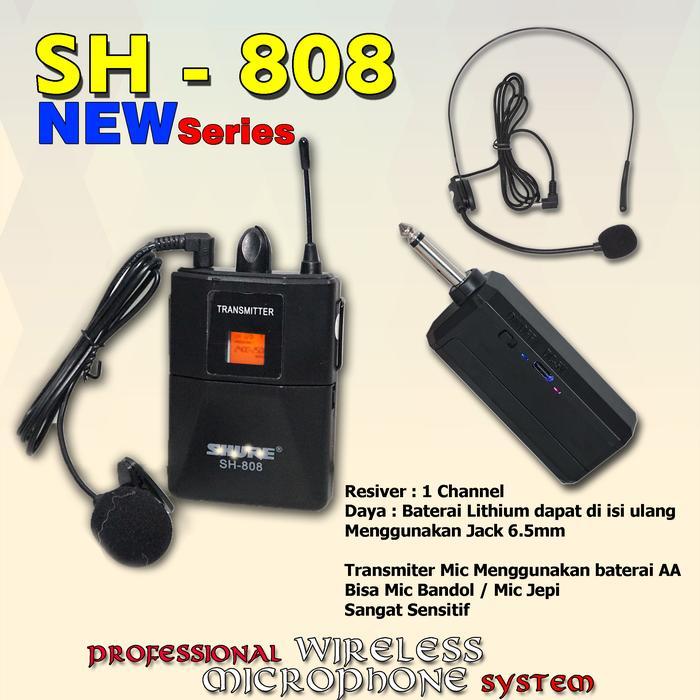 MIC WIRELESS SH 808 / MIC BANDOL + CLIP ON SH-808 / MIC JEPIT SH-808 CHARGER