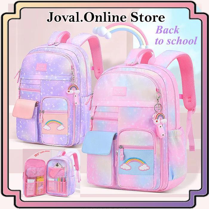 TAS RANSEL SEKOLAH ANAK PEREMPUAN MOTIF PELANGI TAS SEKOLAH SD SMP SMA