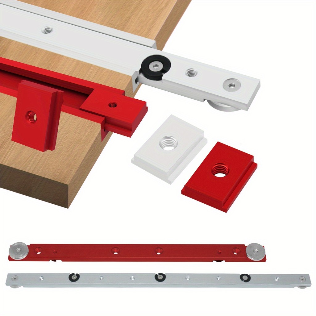 6pcs T Track Miter Bar Slider Kit , Aluminium Alloy T-Slider T Slot Miter Track - Table Saw Gauge Ro