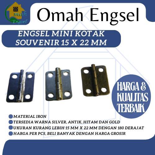 Engsel Mini / engsel kecil ujung tumpul/ engsel kotak souvenir 15x22mm