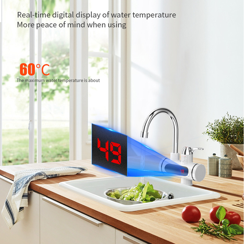 Electric Faucet 3000W Electric Water Heater Kitchen Faucet Instant Hot Water Heater Hot Cold Water