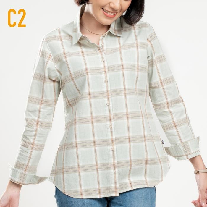 C2 Fenzor Khaki Kemeja Classic Wanita Lengan Panjang