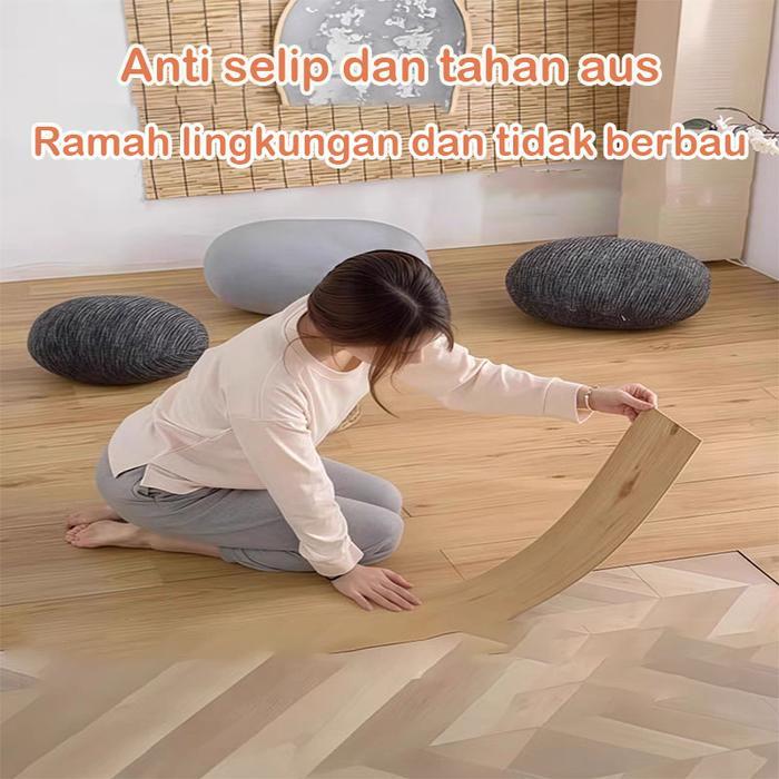 "New" Stiker Lantai Vinyl 1 Box (36 Lembar) Ukuran 91.4x15.2 cm Motif Kayu Tahan Air Anti Rayap