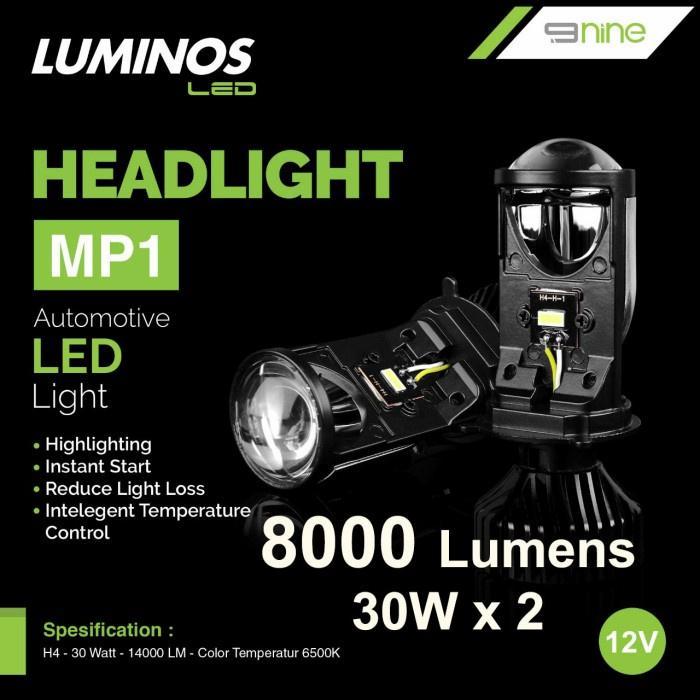 Luminos Mp1 Lampu Led Motor & Mobil H4 Hi-Low Mini Projector Fokus 8000 Lumens - Car