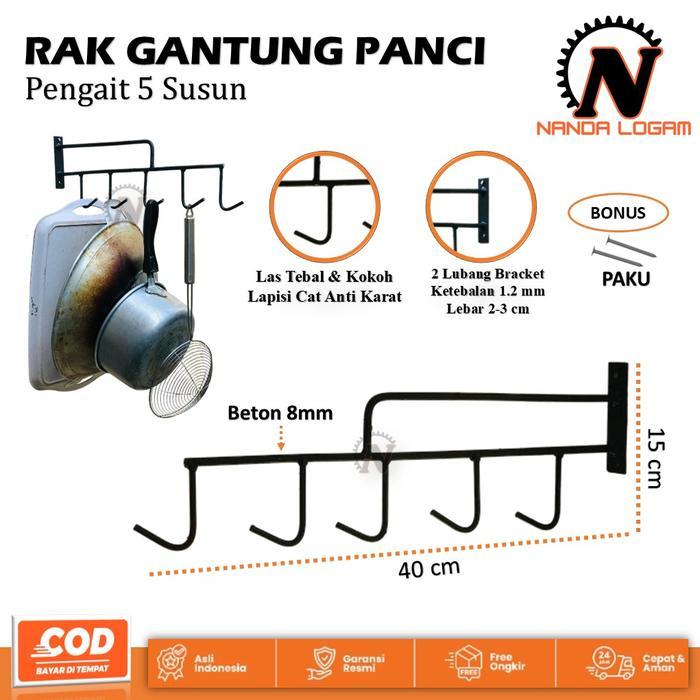Rak Gantungan Panci Wajan - Rak Dapur Cantolan Wajan & Panci Tempel Dinding