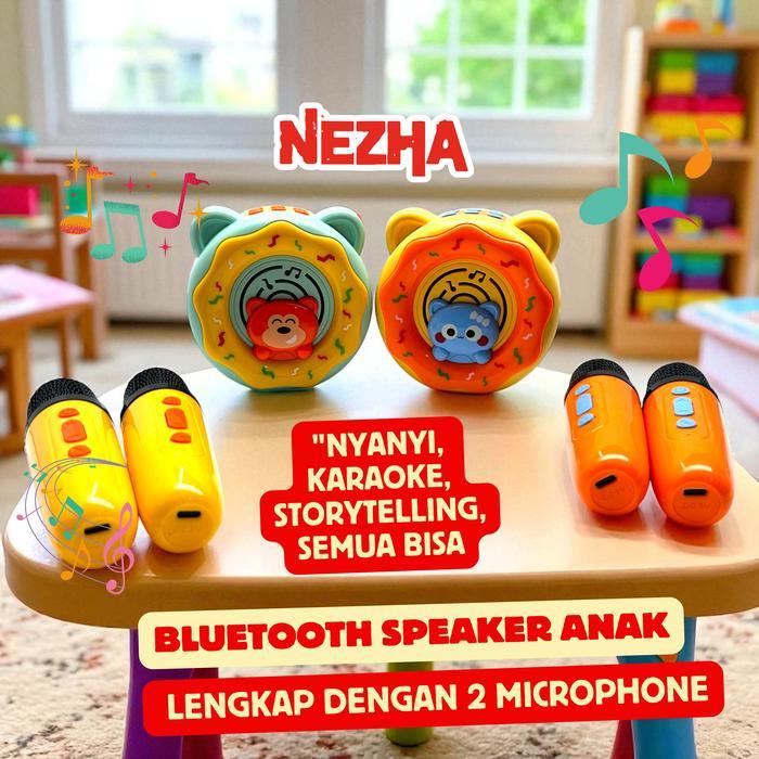New Mini Set Mainan Anak Karaoke Speaker Karakter Kucing Lucu Microphone Karaoke Portable Bluetooth