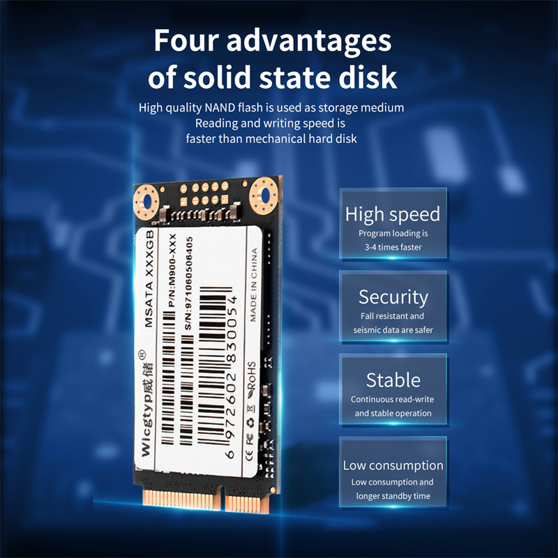 Wicgtyp MSATA SSD 128GB 256GB 512GB Ssd mSATA 1TB 2TB HD SSD Drive SATA3 msata Internal Solid State
