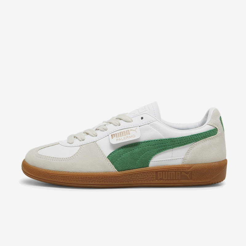 PUMA Palermo LTH Round Toe Versatile Streetwear Low-Top Skate Shoes Unisex White & Green Colorway