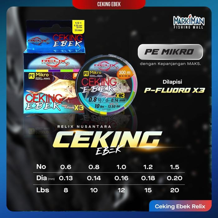 Ready Senar Pe Ceking Ebek X3 Relix Nusantara Multicolor 300 Meter Benang Pe Senar Pancing 0.6 0.8 1