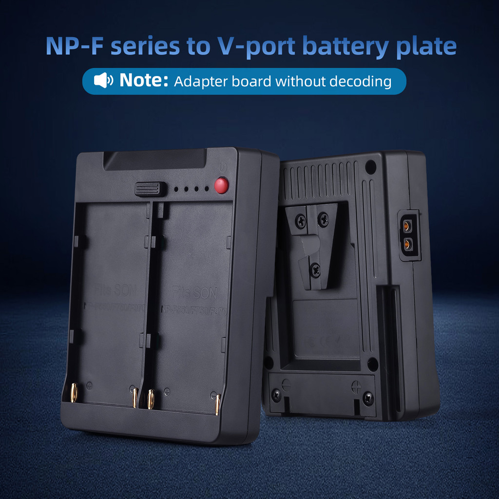 BARU NP-F970 F750 F550 Battery Plate to V-Lock V-Mount Buckle Bracket Adapter with USB-A/ Type-C/ DC