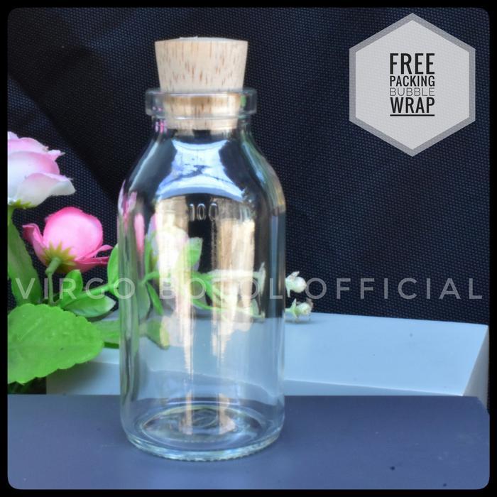 Botol Kaca 100ml Tutup Kayu - Botol Kaca Bumbu Rempah / Hampers / Hiasan Souvenir