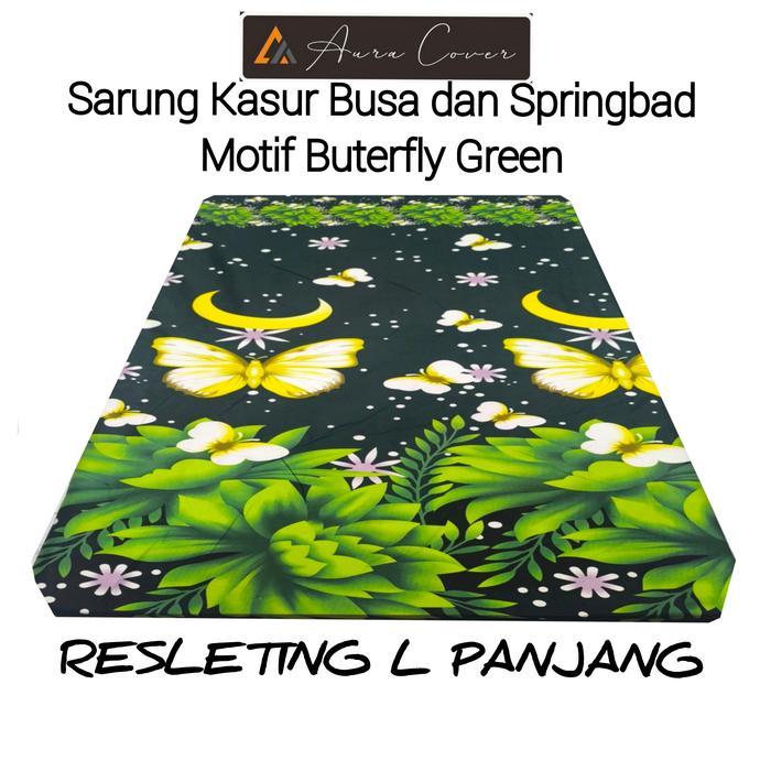 Sprei Resleting Kasur Busa No 2 Ukuran 160x200cm Tebal 10-40cm Motif Bunga - Sarung Kasur Busa