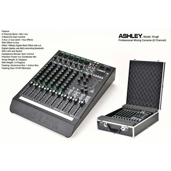 Mixing Mixer Audio ASHLEY KING6 KING 6 Channel Reverb + Koper Hardcase