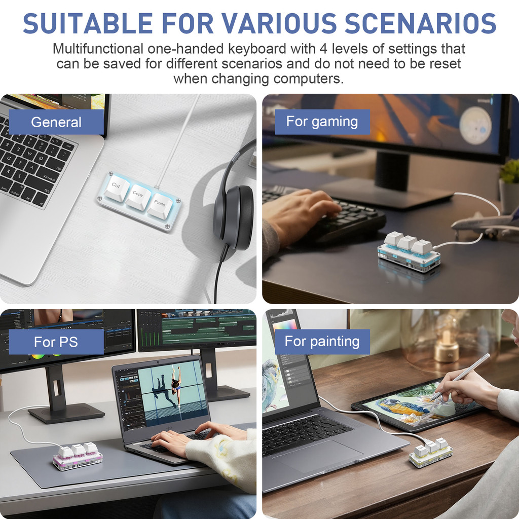 SAYODEVICE 3 Keys Mini Shortcut Key Office Work Macros Keypad OSU Rhythm Game Keypad Gaming USB