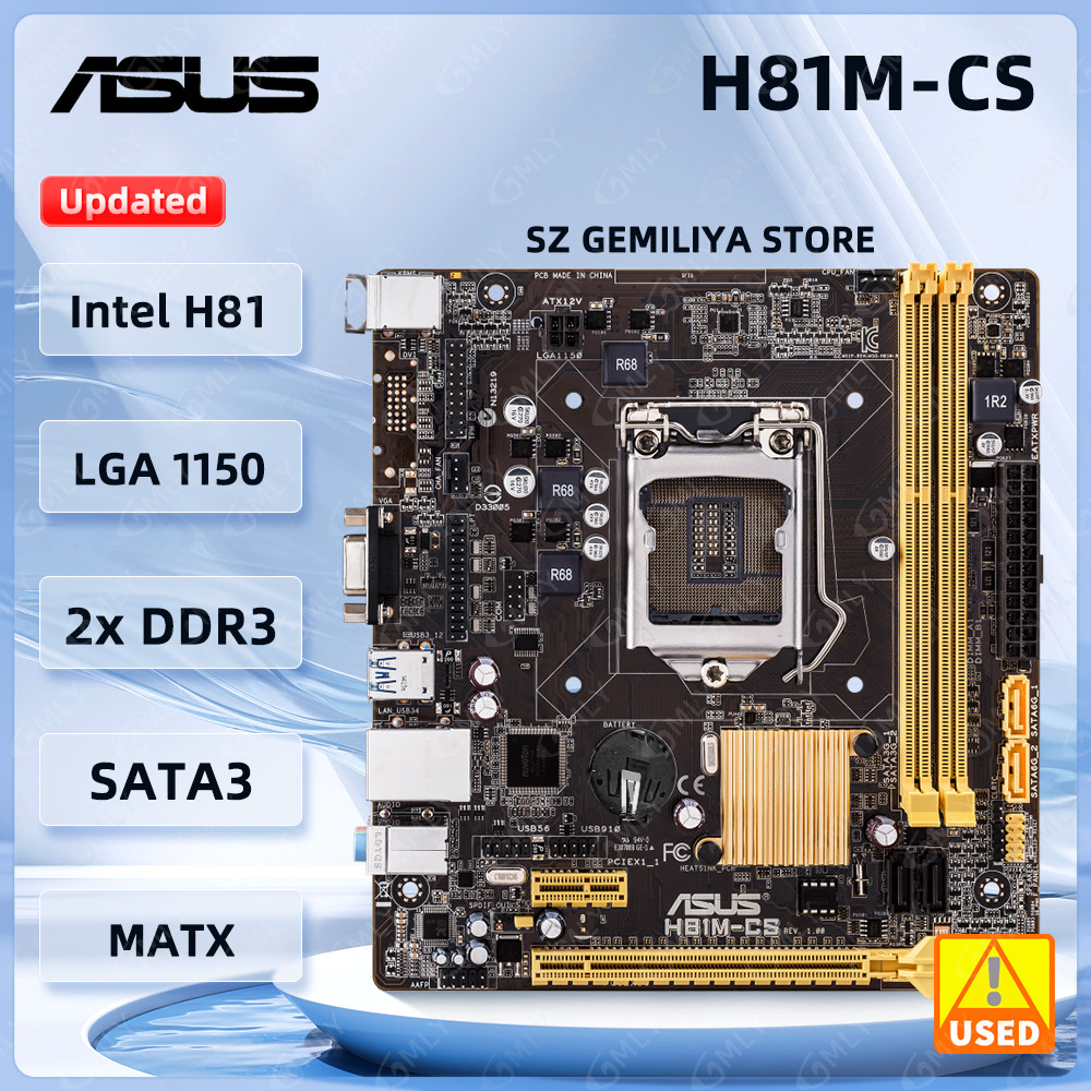 ASUS H81M-CS intel H81 Motherboard LGA 1150 DDR3 16 GB support Core i5-4690 i3-4130 i3-4150 i3-4170