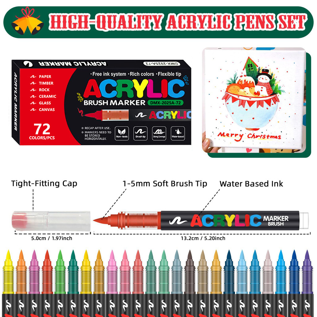 12-366 Colors Acrylic Marker Set Waterproof Acrylic Brush Marker Professional Acrylic Painting