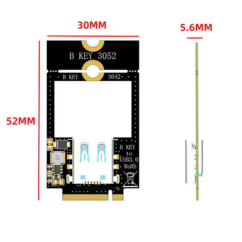 M.2 B-KEY WWAN 4G NETWORK CARD SLOT TO USB 3.0 5GBPS / TYPE-C / DUAL TF ADAPTER EXPANSION CARD FOR