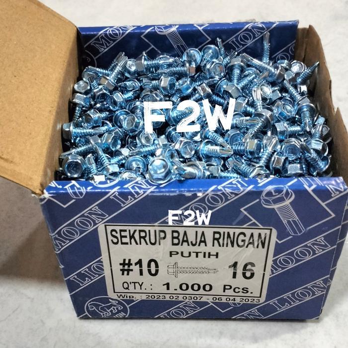 Sekrup Baja Ringan Putih 10X16 Lion Baut Roofing Baja Ringan L 10X16