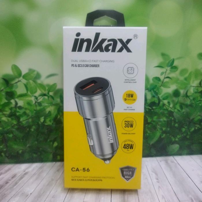 Car Charger Dual USB A dan Type C Fast Charger merk Inkax Charger mobil colokan lighter