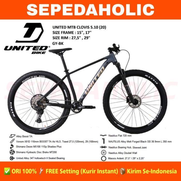 Sepeda Gunung 27.5 & 29 Inch MTB UNITED CLOVIS 5.1 5.10 DEORE 11 Speed Rem Hidrolik Garansi Resmi 5 
