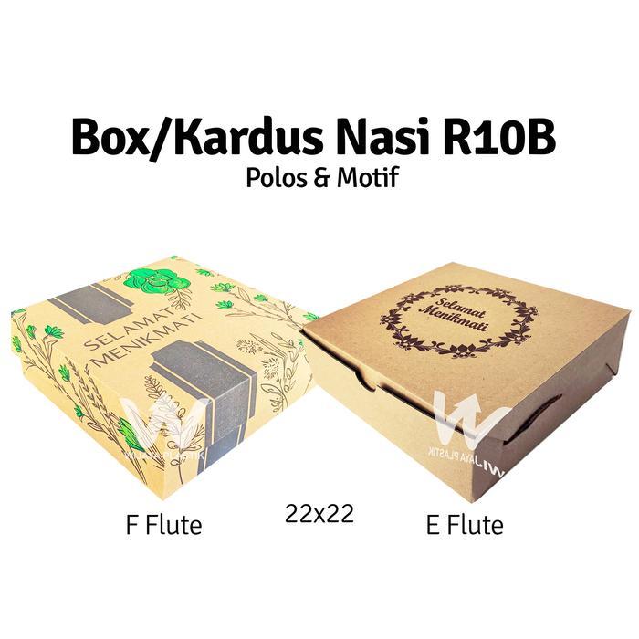 [10 Pcs] Box Nasi Kue (R10B) 22x22 (Polos & Motif) E & F Flute --- @10 Pcs nasi kue kardus dus