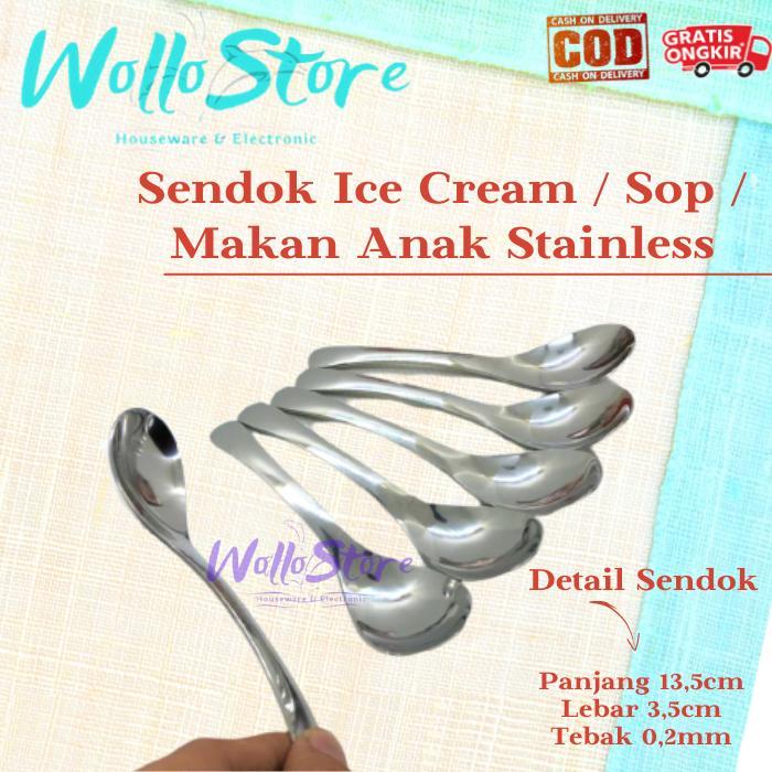 Sendok Ice Cream Stainless / Sendok Makan Anak / Sendok Sop Stainless Buah Steel