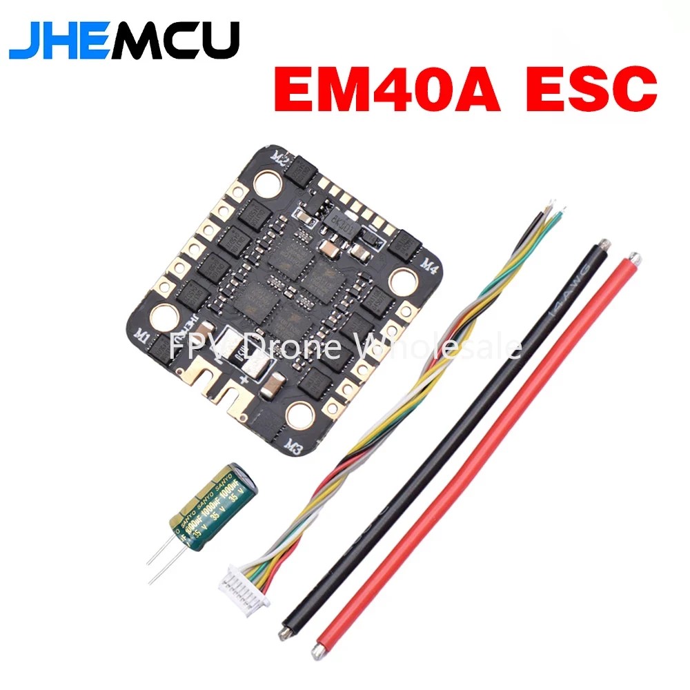 JHEMCU EM40A 40A BLheli_S 4in1 Brushless ESC 2-6S DShot600 Hole