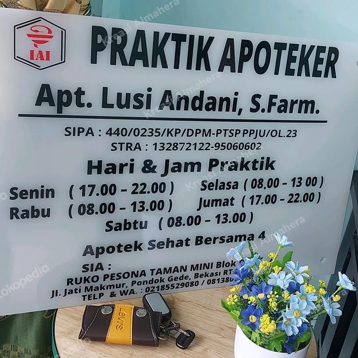Plang Nama Jalan Toko Dokter Apoteker Akrilik 60 X 40 Cm Tbk