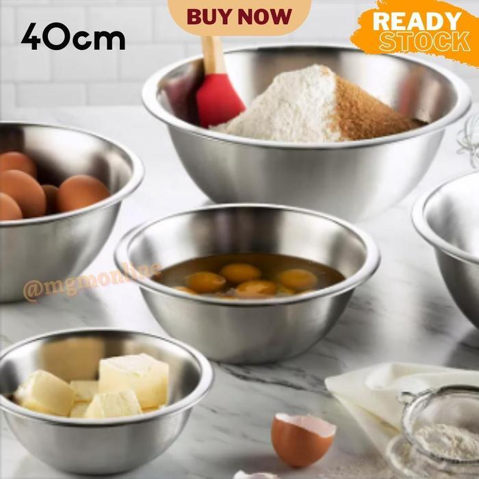 Baskom Stainless 40Cm Tebal Mangkok Mixing Bowl Jumbo #Gratisongkir