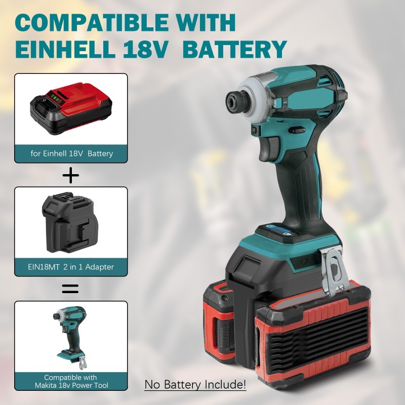 2-in-1 Battery Adapter for 2 Packs 18V Li-ion Batteries Convert To for Makita 18V Lithium Battery
