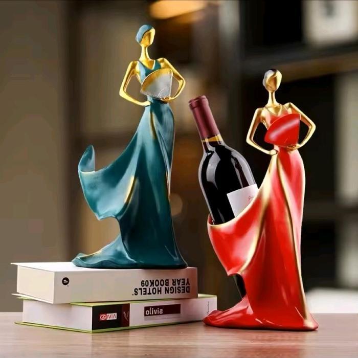 Patung Pajangan Wanita Model Vogue Dekorasi Meja Rak Tempat Botol Minuman Anggur Wine Gaya Eropa
