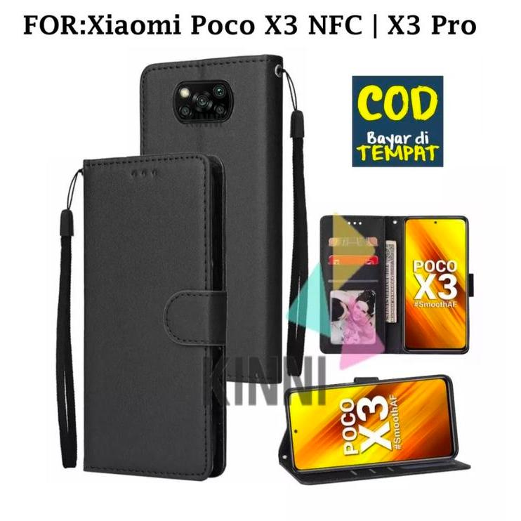 Flip Case Untuk Xiaomi Poco X3 Nfc / Poco X3 Pro Laether Flip-Wallet Case Kulit Terjamin