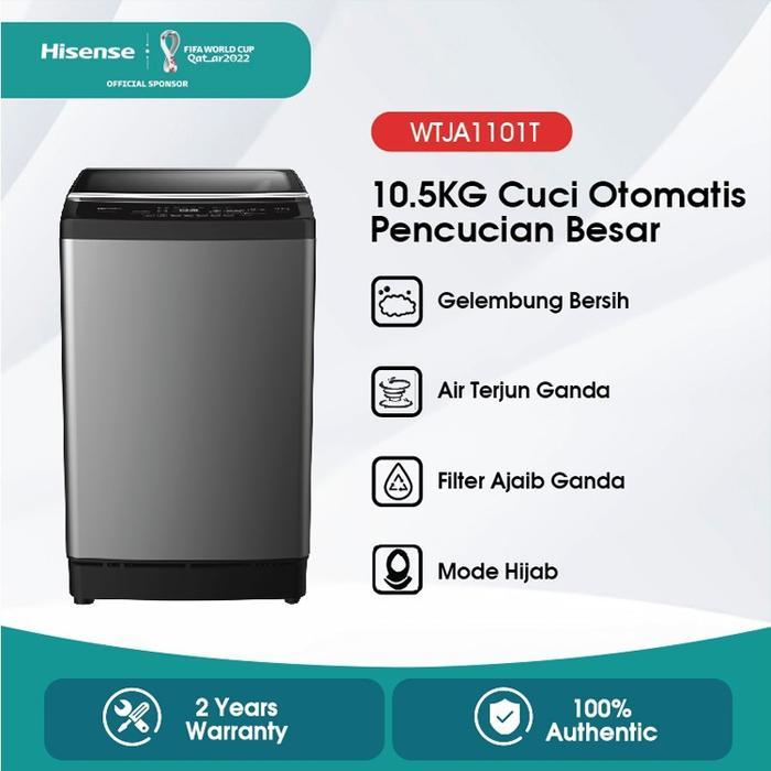 HISENSE WTJA1101T MESIN CUCI TOP LOADING 10.5 KG 1 TABUNG