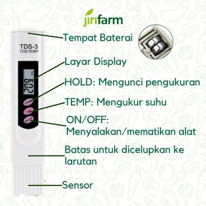 Best Seller Jirifarm - Digital Tds-3 Tds Meter Alat Ukur Nutrisi Hidroponik Original