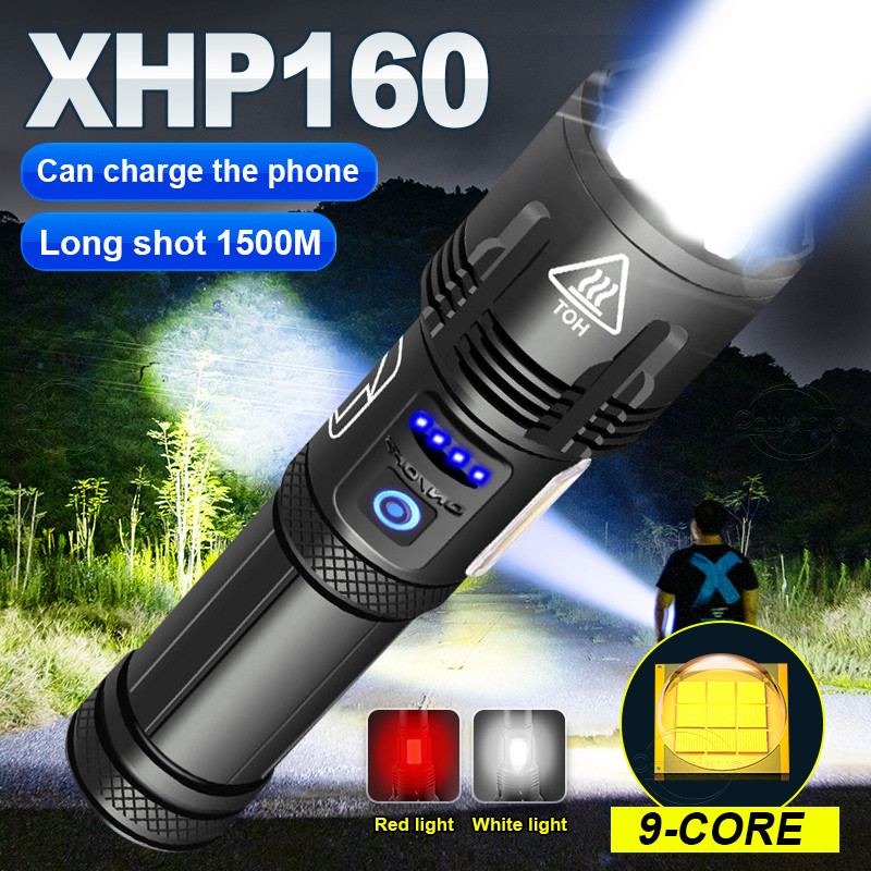 1200000 Lumens XHP160 Super Bright Led Flashlights USB Rechargeable XHP120 Flash Light Torch XHP50