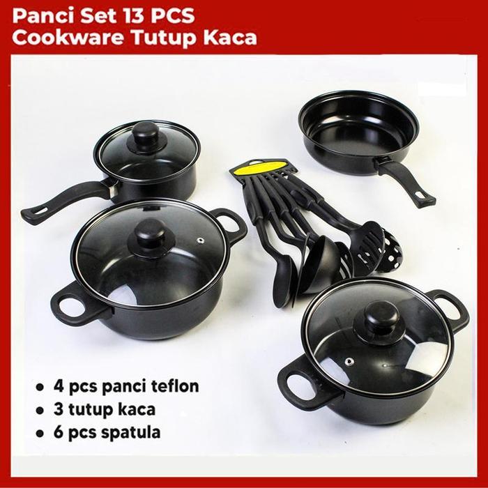 cookware panci set 13 in 1 wajan penggorengan spatula set isi 13pcs 1 set frypan saucepan