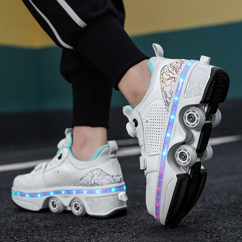 New Design Skate With Wheels Led Luminous Deformation Roller Shoes for Wholesales Wholesale Shoes