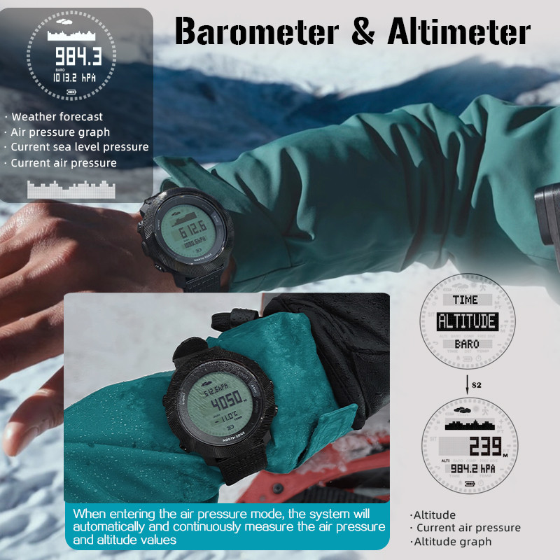 NORTH EDGE APACHE-D Men's Watches Free Dive Watch Sports Digital Watch Altimeter Barometer Compass
