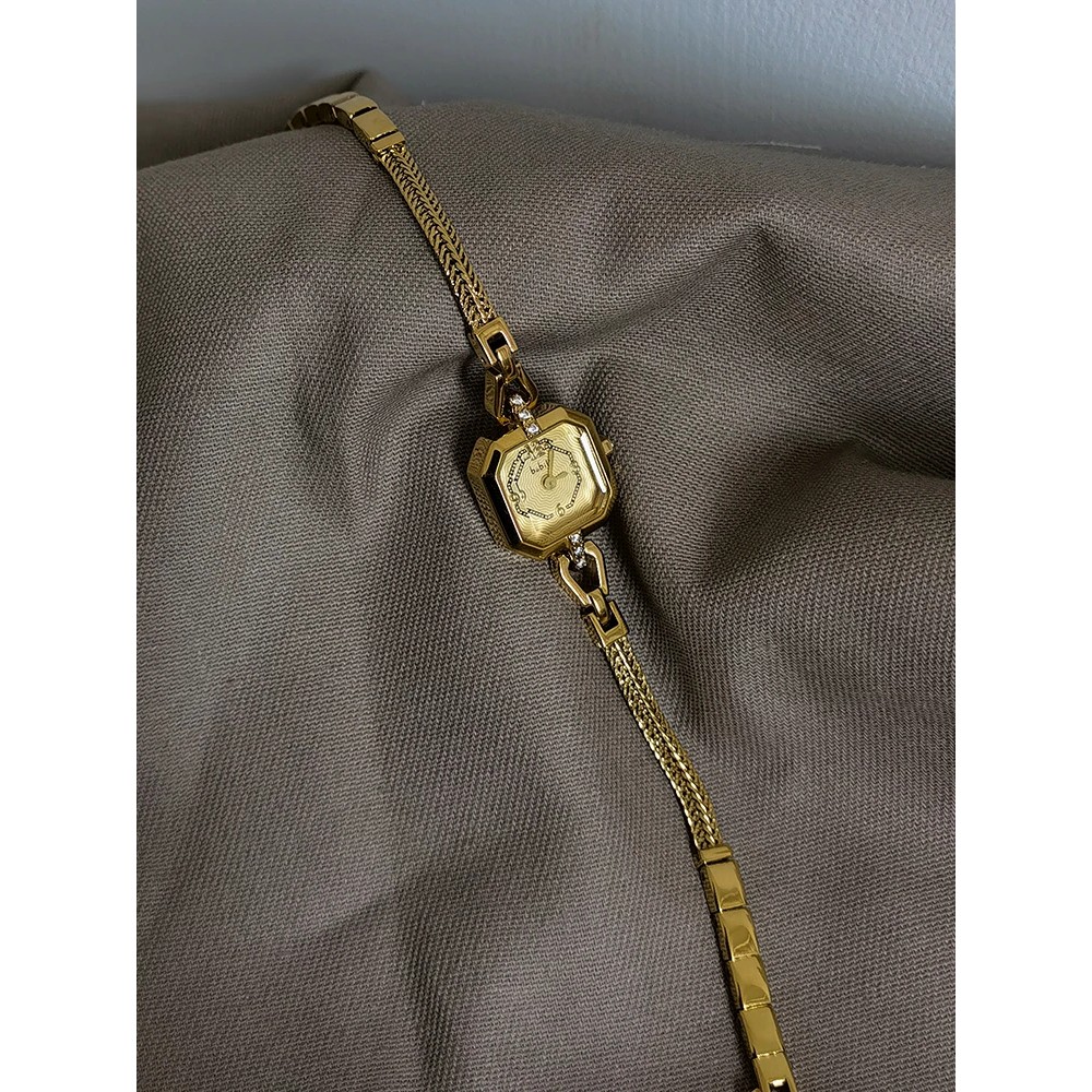 New Luxury Elegant 18K Gold Bracelet Watches For Women Fashion Small Chain Vintage Quartz Ladies