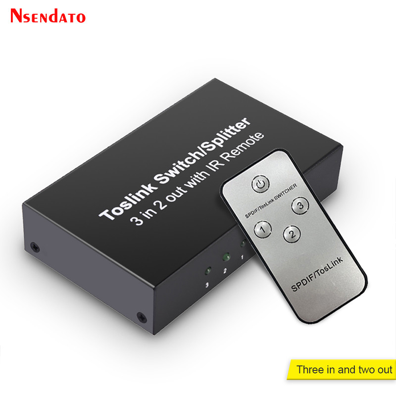 3 in 2 out Spdif Toslink Optical Audio Switcher 3X2 Digital Optical Switch Splitter Extender
